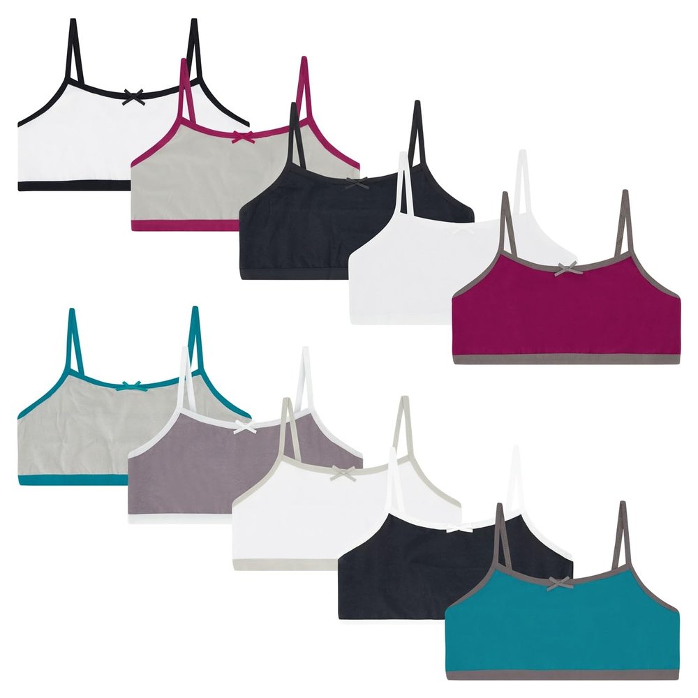 Buyless Fashion Girls Training Bra Cotton Cropped Cami Spaghetti Strap Brallete (10 Pack) - MT10-GA1-S Pinks