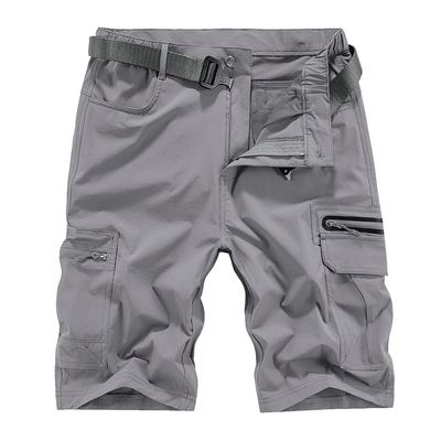 Hiking Short Men's Quick Dry Golf Work Cargo Elastic Nylon Work Athletic Golf Surf Board Knee Travel Strechy Shorts with Pockets 191# Light Grey
