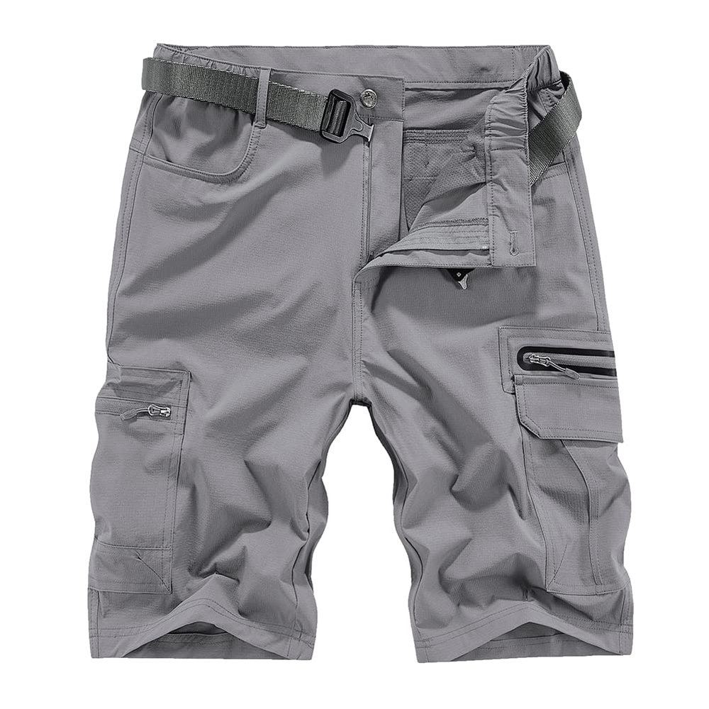 Hiking Short Men's Quick Dry Golf Work Cargo Elastic Nylon Work Athletic Golf Surf Board Knee Travel Strechy Shorts with Pockets 191# Light Grey