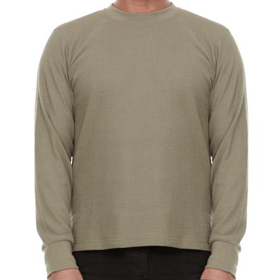 JMR Mens Thermal Shirt Long Sleeve - Heavyweight 100% Cotton Waffle Weave Top, Warm Breathable Base Layer or Standalone Cold Weather Essential (Vintage Green)