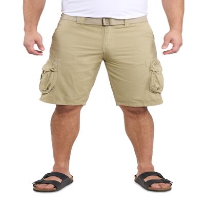 X RAY RAW X Mens Belted Cargo Shorts, Relaxed Fit Casual Knee Length Cargo Shorts for Men, Stone, 36