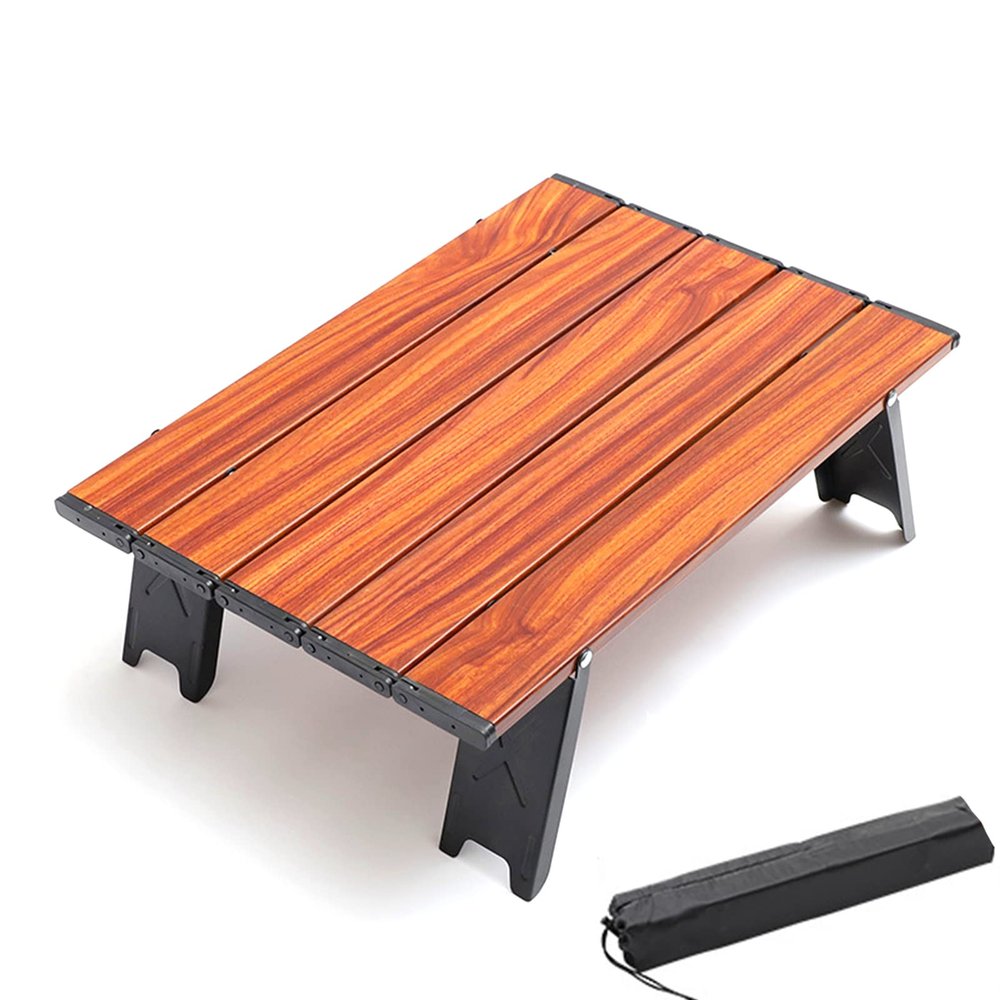 Outdoor Ultralight Mini Table Beach Portable Aluminum Foldable Table for Outdoor Picnic Barbecue Tours Folding Coffee Table Tea Desk,Brown