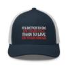2nd Amendment - It's Better to Die On Your Feet Than to Live On Your Knees Military Patriotic Trucker Cap Mesh Adjustable Hat Navy/White view 1