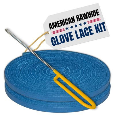 Covey Sports Baseball Glove Lace Kit - 3/16" American Leather Rawhide Laces - Complete Repair Kit with Needle for All Baseball and Softball Glove Brands - Multiple Colors (Royal Blue)
