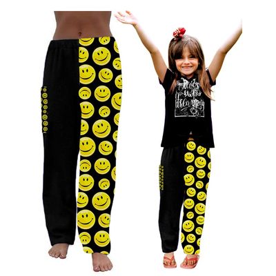 Paradise Towelwear Towel Pants for Swimmers  Cotton Terry Cloth Towel Pants  Beach Coverup  Resort Wear  Swim wear - Black Yellow Smiley Face (Size Kids XXS)