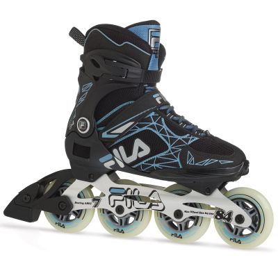 FILA Legacy Pro 84 Fitness Inline Skates for Women - Airflow Technology, 84mm Wheels, ABEC 7 Bearings, High Cuff Support - Black/Blue, Women 10