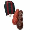 BuyBocceBalls Listing - Made in USA, Premium Quality Engraved Tournament Bocce Set, 998 Grams (2 lbs. 3.2 oz.). Various Bag Colors - 110mm Rustic Orange and Dark Red Balls, Nylon Bag view 1