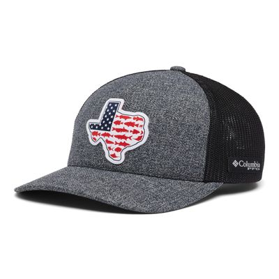 Columbia Unisex PFG Statetriot Mesh Ball Cap, Grill Heather/TX Patch, Large/X-Large
