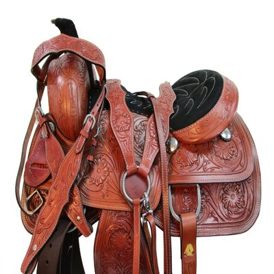 Arabian Horse Western Saddle Brown Tooled Leather Pleasure TACK Set 15 16 17 18 (17 in)