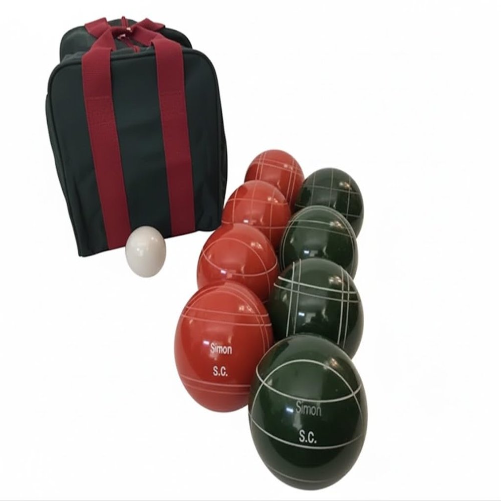 BuyBocceBalls Listing - Made in USA, Premium Quality Engraved Tournament Bocce Set, 998 Grams (2 lbs. 3.2 oz.). Various Bag Colors - 110mm Rustic Orange and Dark Green Balls, Nylon Bag