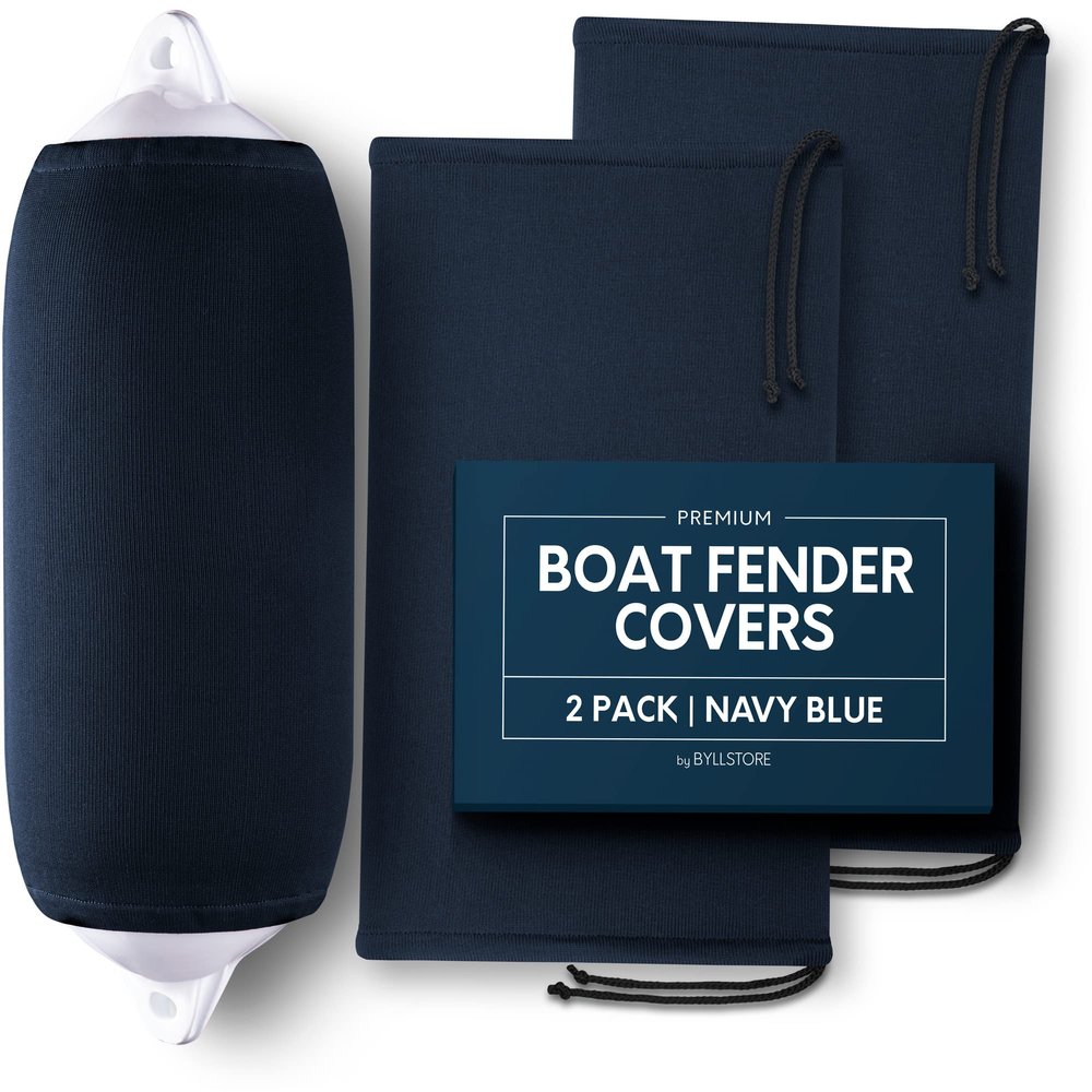 Byllstore Boat Fender Covers | Several Size Options Available | Black & Navy Blue | 1, 2 & 4-Pack | Polyester (2-Pack, Navy Blue, 8 x 22)