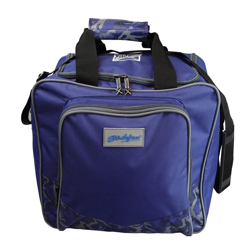 KR Strikeforce Krest Navy/Camo Single Bowling Ball Tote Bag Holds One Bowling Ball and Shoes Up to Size 14 (Navy/Camo)