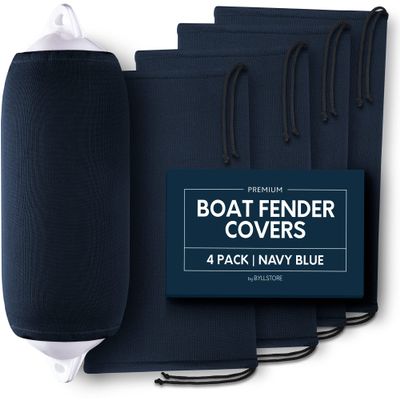 Byllstore Boat Fender Covers | Several Size Options Available | Black & Navy Blue | 1, 2 & 4-Pack | Polyester (4-Pack, Navy Blue, 8 x 22)