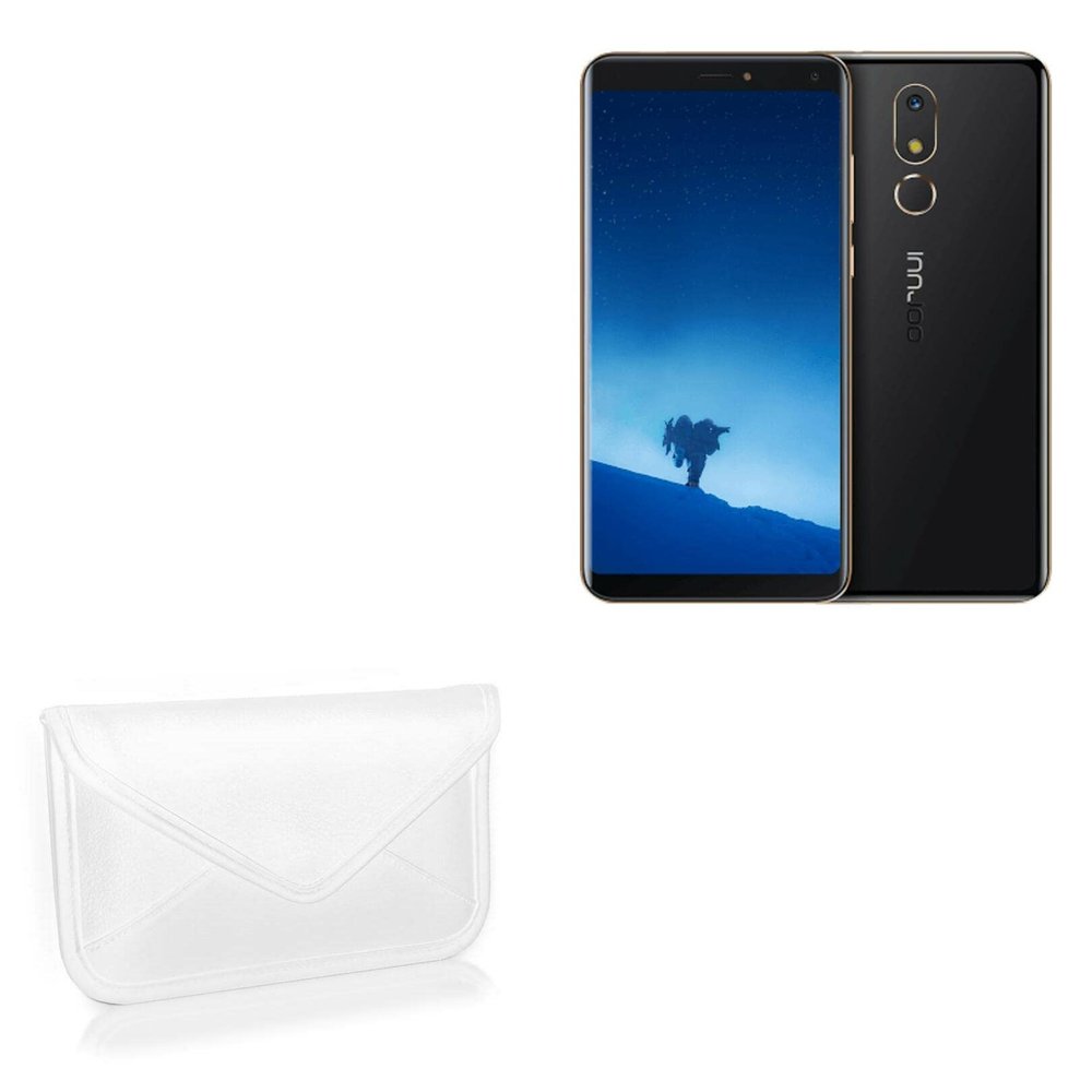 BoxWave Case Compatible with InnJoo Vision - Elite Leather Messenger Pouch, Synthetic Leather Cover Case Envelope Design - Ivory White