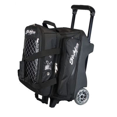 KR Strikeforce Royal Flush Double Roller Bowling Bag with Deluxe Features and Smooth Ride (Black)