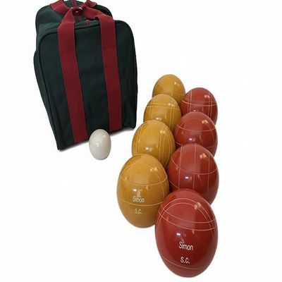 BuyBocceBalls Listing - Made in USA, Premium Quality Engraved Tournament Bocce Set - 110mm Gold and Rustic Orange Balls, Nylon Bag, 998 Grams (2 lbs. 3.2 oz.). Various Bag Colors