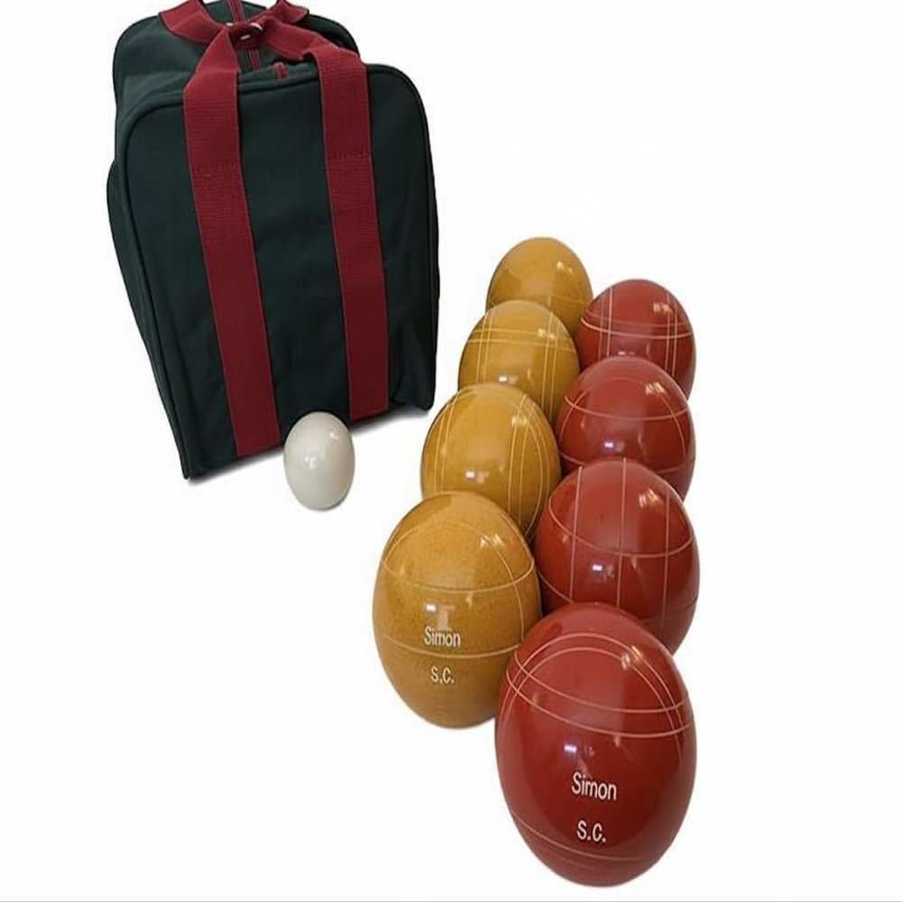 BuyBocceBalls Listing - Made in USA, Premium Quality Engraved Tournament Bocce Set - 110mm Gold and Rustic Orange Balls, Nylon Bag, 998 Grams (2 lbs. 3.2 oz.). Various Bag Colors