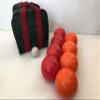 BuyBocceBalls Listing - Made in USA, Premium Quality Engraved Tournament Bocce Set, 998 Grams (2 lbs. 3.2 oz.). Various Bag Colors - 110mm Light Red and Orange Balls, Nylon Bag view 1