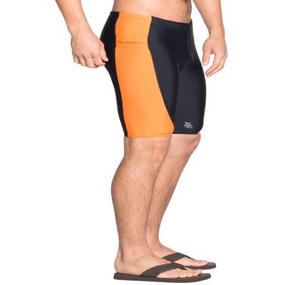 Tuga Men's Snorkel Jammer Short, UPF 50+, Made in USA, Black/Orange, 3XL