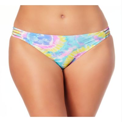 California Waves Juniors' Strappy Side Hipster Bikini Swimsuit Bottoms Tie Dye Medium Blue