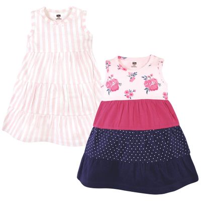 Hudson Baby Baby Girls Cotton Dresses, Pink Navy Floral, 6 Years