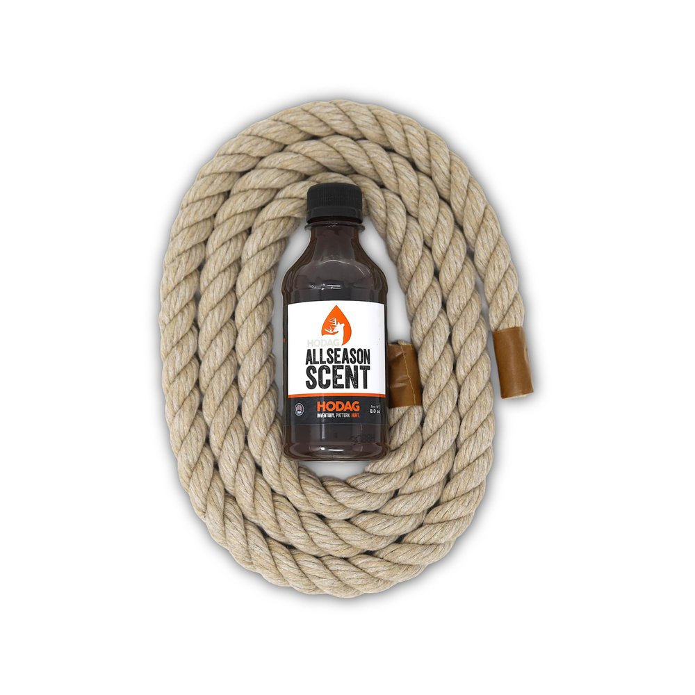 HODAG HempScent Rope Mock Scrape Kit for Deer Hunting Whitetail Attractant & Lure for Hunters Alternative to Buck, Doe Urine Dripper, Mineral Blocks, & Bait Includes 8 oz Scent (Multi-Setup)