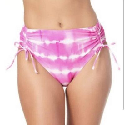 California Waves Juniors' Tie-Dyed High-Waist Bikini Bottoms Pink X-Large