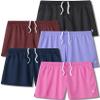 5-Pack Women's Athletic Shorts Mesh Basketball, Ladies Active Loose Pull-On Shorts with Zipper Pockets, 5" Inseam (Set 2, XX-Large) view 1