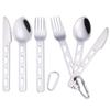 LELE LIFE Camping Cutlery Set, 8Pcs Stainless Steel Camping Utensils Travel Flatware Set, Fork Spoon Cutter Set with Carabiner for Hiking Picnic Outdoor Backpacking Silverware view 1