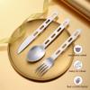 LELE LIFE Camping Cutlery Set, 8Pcs Stainless Steel Camping Utensils Travel Flatware Set, Fork Spoon Cutter Set with Carabiner for Hiking Picnic Outdoor Backpacking Silverware view 4