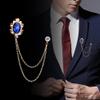 Men's Crystal Brooch Lapel Pin Badge Hanging Chains Collar Brooches Pin for Career Suit Tuxedo of Shirts Tie Hat Scarf for Boyfriend Father Birthday (Purple) view 4