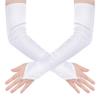 Hmxpls Fingerless Over Elbow Gloves, Long Fingerless Satin Opera Gloves Soft Stretchy Spandex Adult Size Cosplay Gloves (White) view 1