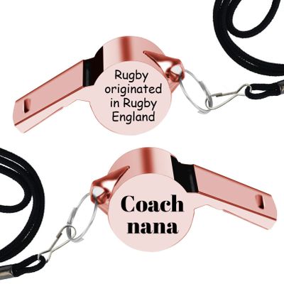 CAMAL Personalized Coach Whistle with Lanyard, Stainless Steel Sports Whistles, Loud Whistle Gift for Coach Referee Teacher Sports Lover, Silver/Gold/Rose Gold Custom Whistle (Rose Gold-No Icon)