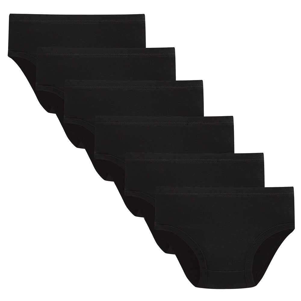 Family Feeling Kids Series Soft Cotton Panties Big Girls' Assorted Solid Underwear (Pack of 6) Black Size 11 12