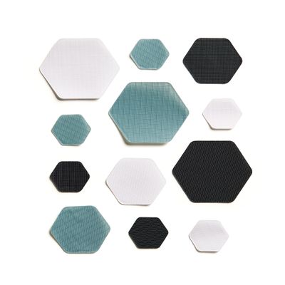 HEX Triple - Three Colour Kits - Hexagonal Down Jacket Self-Adhesive Repair Patches (Black, White and Light Gray)