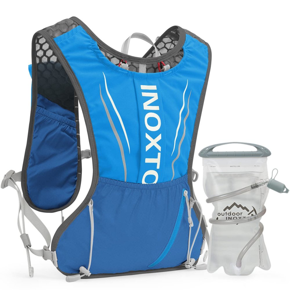 IX INOXTO Running Hydration Vest for Men Women Water Backpack for Running 3L Running Hydration Pack for Trail Running Marathon Race Hiking (Blue Blue)