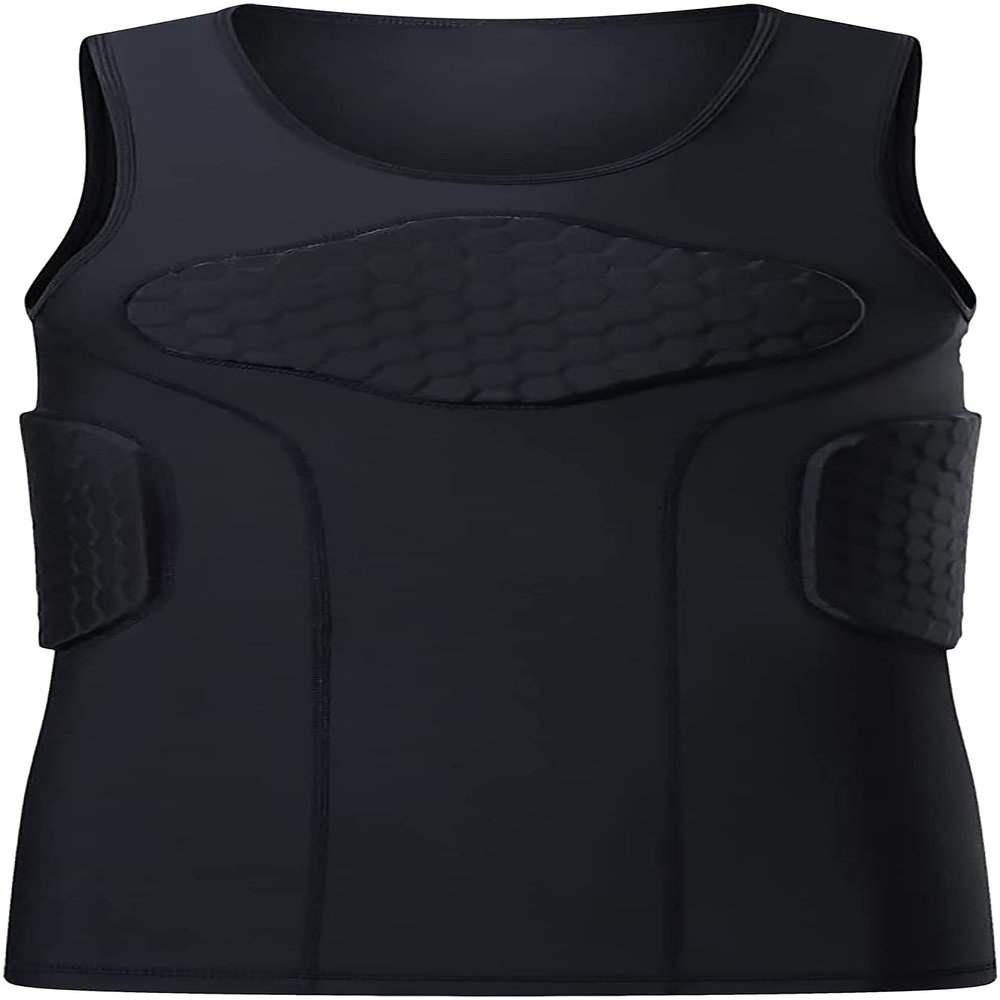 Jellybro Padded Sleeveless Shirt Chest Rib Protector Protective Shirt for Football Rugby Paintball