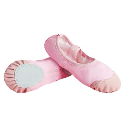 Ballet Shoes Canvas Dance Yoga Shoes Slip on Soft Bottom Anti-Slip Leather Split Sole for Girl Child Women,Pink,2.5