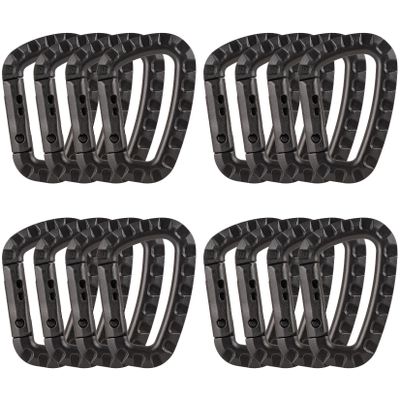 16 Pack Tactical Carabiners Keychain D Rings Spring Snap Gear Clip Utility Hooks Backpack Hanging Buckle Travelling for Camping