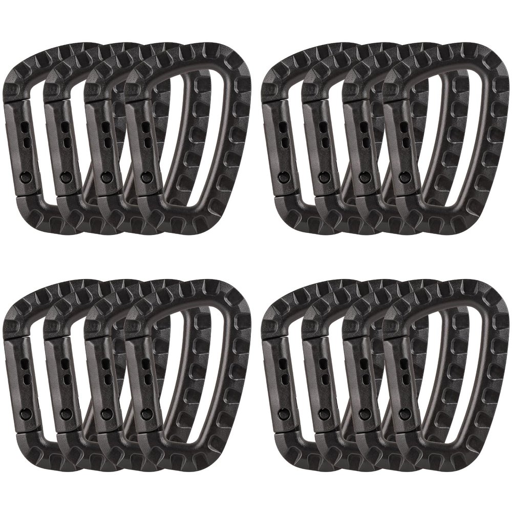 16 Pack Tactical Carabiners Keychain D Rings Spring Snap Gear Clip Utility Hooks Backpack Hanging Buckle Travelling for Camping