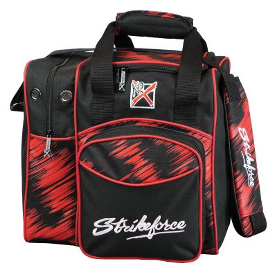 KR Strikeforce Flexx Red Scratch Single Tote Bowling Bag with Side Shoe Compartment and Front Accessory Compartment (Red Scratch)