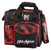 KR Strikeforce Flexx Red Scratch Single Tote Bowling Bag with Side Shoe Compartment and Front Accessory Compartment (Red Scratch) view 1
