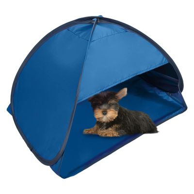 HACRAHO Pop Up Beach Sun Tent, 1 Pack Foldable Pop Up Tent Sun Shelter for Anti-UV Windproof Face Head Shade Protection, Black Glue Blue