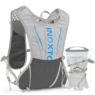IX INOXTO Running Hydration Vest for Men Women Water Backpack for Running 3L Running Hydration Pack for Trail Running Marathon Race Hiking (Grey Blue)