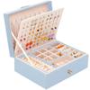 QBestry Girls Jewelry Box Earring Holder Organizer for Girls Jewelry Organizer Box Stud Earrings Organizer for Girls Womens Blue Jewelry Box for Earrings and Necklaces Rings Stud Earrings Box for Teen view 1