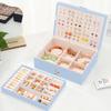 QBestry Girls Jewelry Box Earring Holder Organizer for Girls Jewelry Organizer Box Stud Earrings Organizer for Girls Womens Blue Jewelry Box for Earrings and Necklaces Rings Stud Earrings Box for Teen view 2