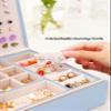 QBestry Girls Jewelry Box Earring Holder Organizer for Girls Jewelry Organizer Box Stud Earrings Organizer for Girls Womens Blue Jewelry Box for Earrings and Necklaces Rings Stud Earrings Box for Teen view 3