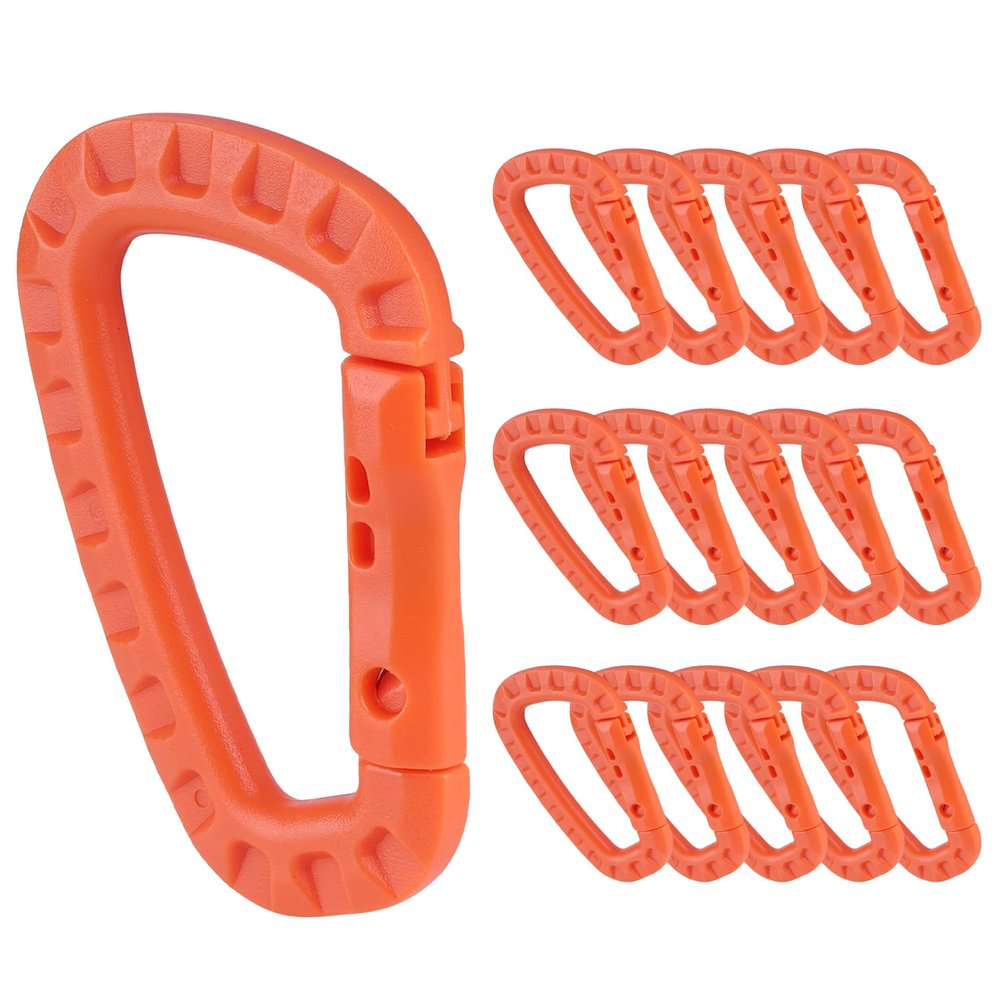 16 Pack Tactical Carabiners Keychain D Rings Spring Snap Gear Clip Utility Hooks Backpack Hanging Buckle Travelling for Camping