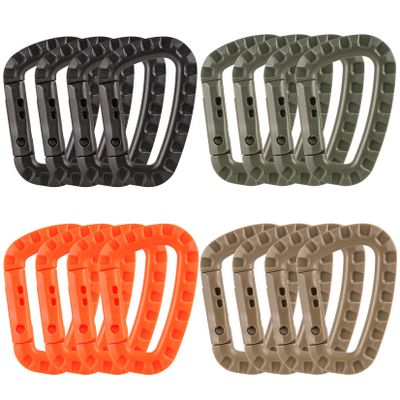 16 Pack Tactical Carabiners Keychain D Rings Spring Snap Gear Clip Utility Hooks Backpack Hanging Buckle Travelling for Camping