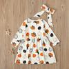 1-6T Toddler Kids Baby Girls Halloween Outfits Ghost Pumpkin Print Long Sleeve Dress Winter Clothes (White, 5-6 T) view 2